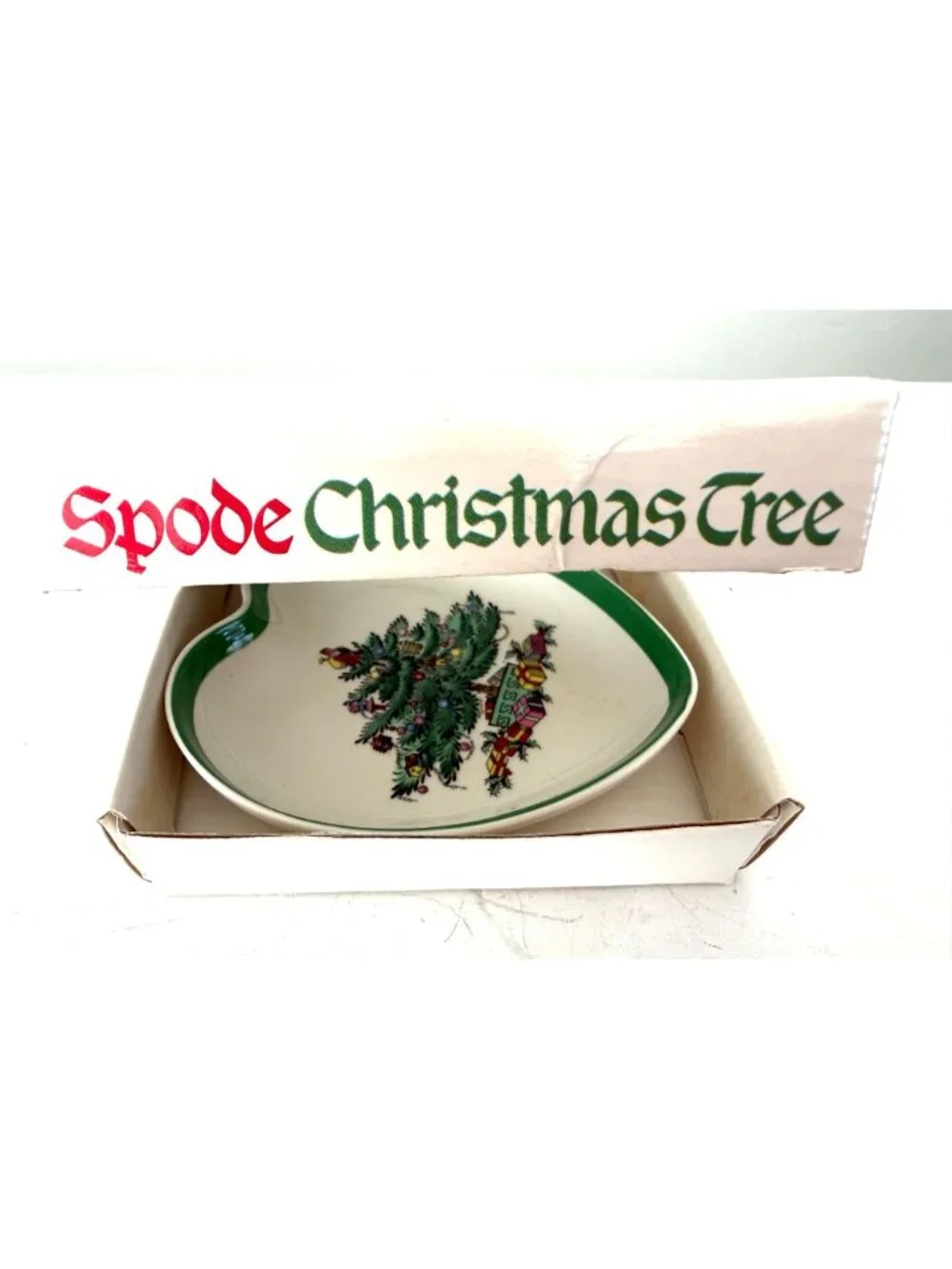 Spode Christmas Tree Heart Shaped Dish w/ Original Box England Holiday Serving D